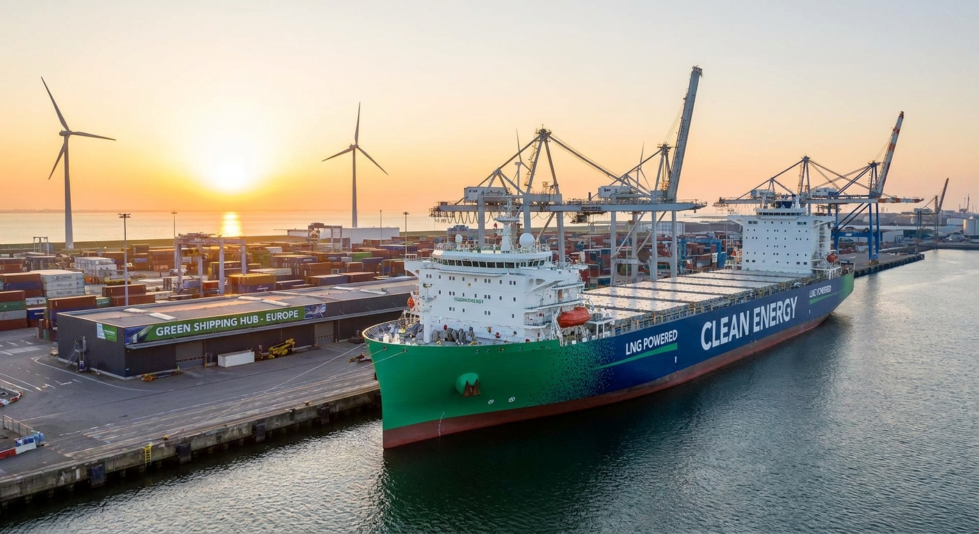 LNG-Frachtschiff an modernem Hafenterminal